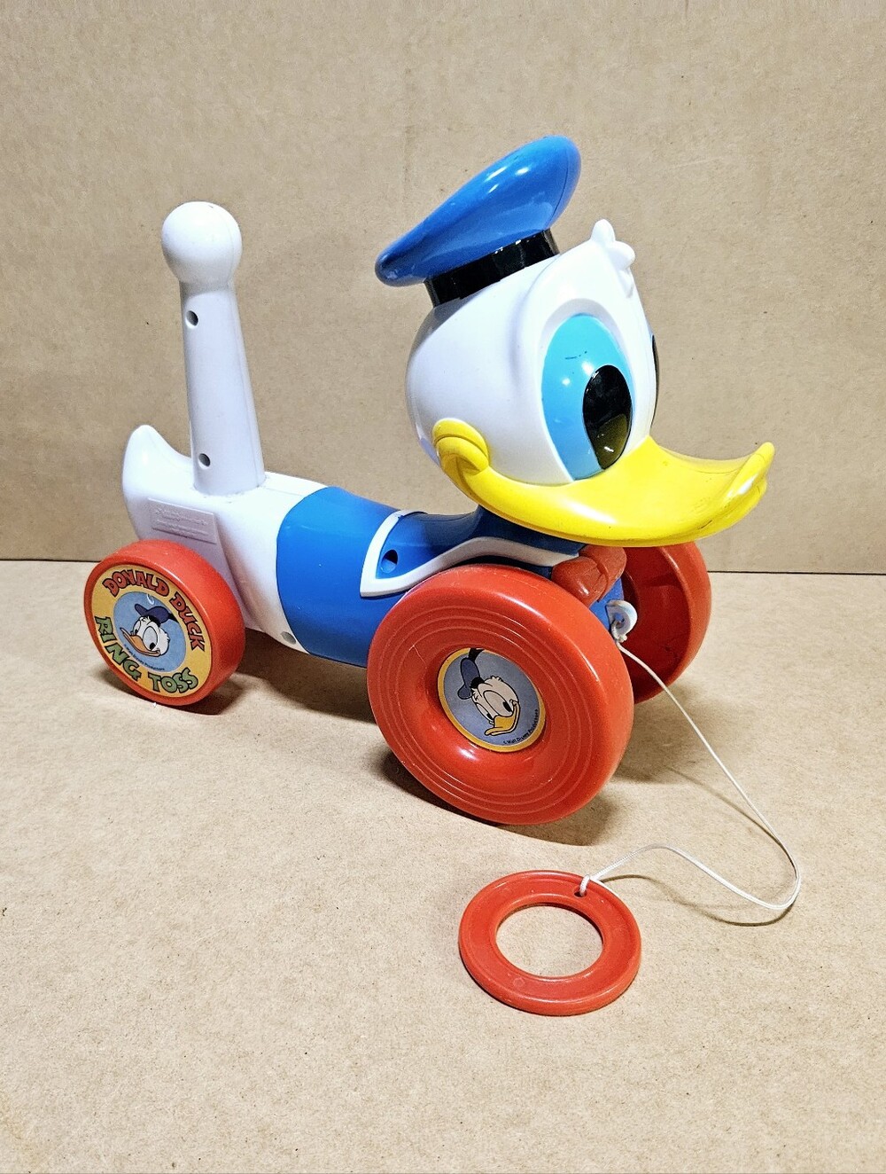 Vintage Disney Donald Duck Ring Toss Pull Toy